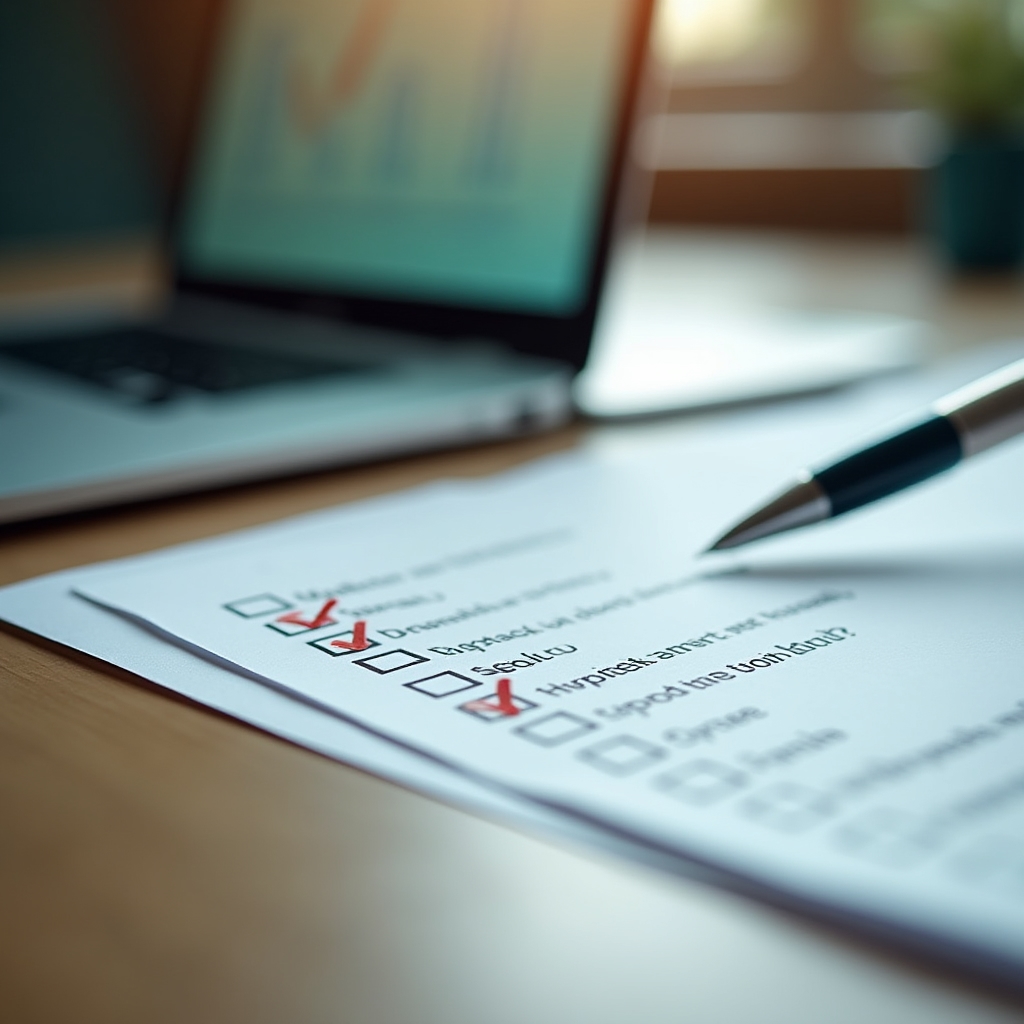 Checklist stampata su una scrivania accanto a un laptop, usata per valutare la maturità dei dati aziendali
